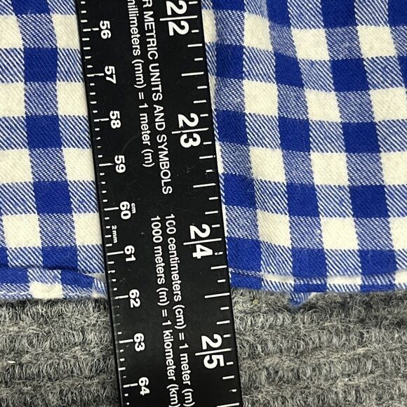 VTG Eddie Bauer Flannel Shirt Womens Medium Blue White Plaid Button Up Cotton - Picture 9 of 12